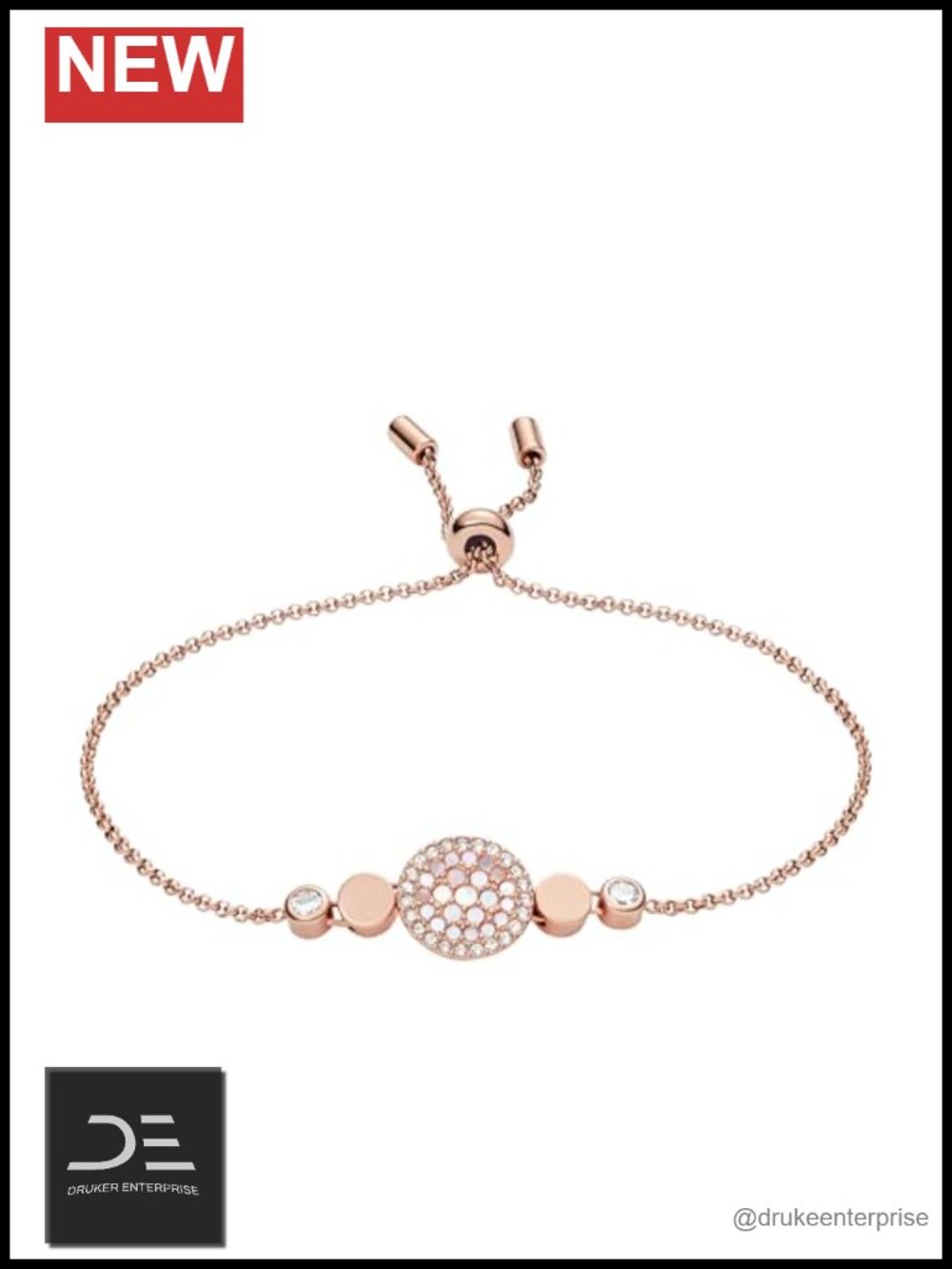 Fossil Adjustable Slider Bracelet Stainless Steel Mother-of-Pearl